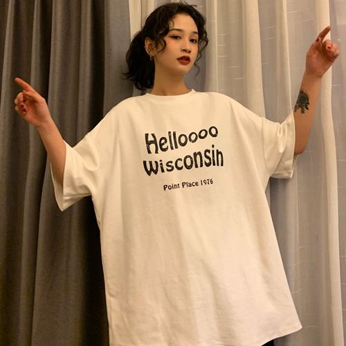 BI-A200430 할루 반팔 여성 박스 티셔츠 